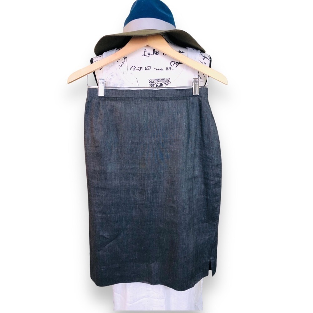 Akris Punto Linen Brown Pencil Skirt